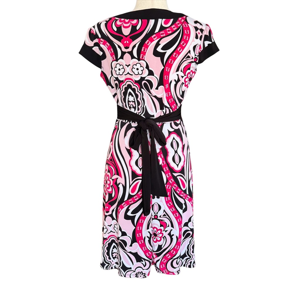 AB studio Women's Size S Black Pink White Floral Y2K Tie Back Babydoll dress - Picture 6 of 13